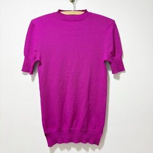 Jenni Kayne 100% Merino Wool Short Sleeve Sweater Size Small Pink Vintage Soft